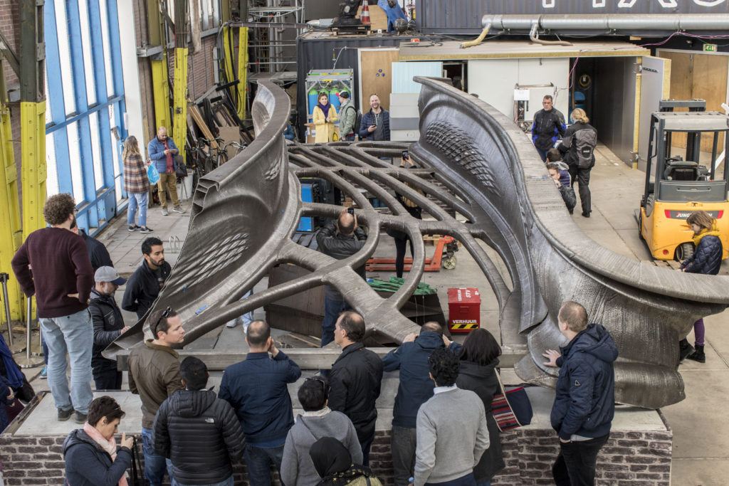 Delegation explores MX3D-printed bridge during customized Innovation Journey.